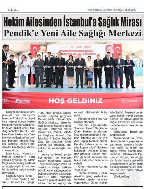 Yeşil Çotanak Gazetesi - 11 Eylül 2025